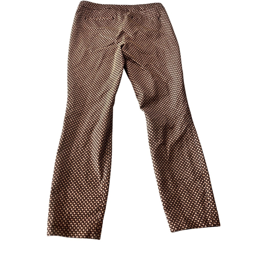 Cynthia Rowley Geometric Diamond Print Slim Ankle Pants Black Yellow Size 4 - Picture 5 of 6